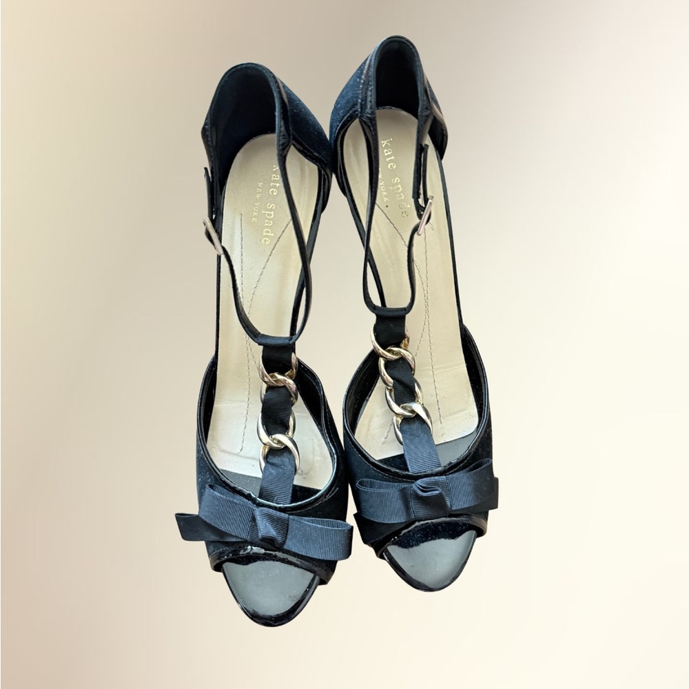 Kate Spade Black Peep-Toe Heels with Bow